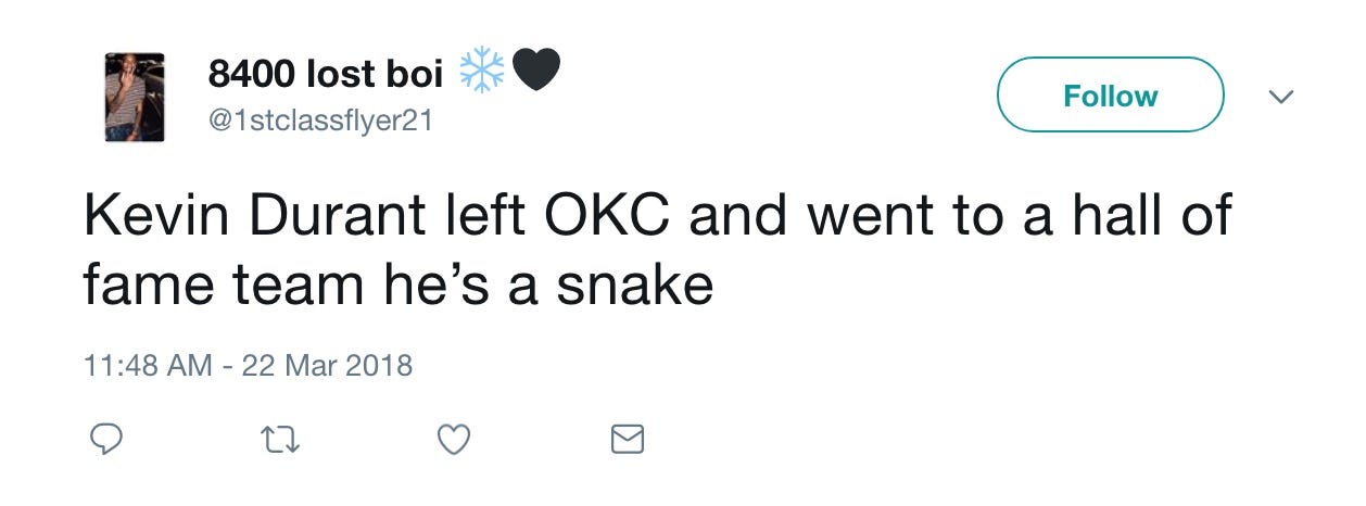 Kevin Durant trolls critics with snake 